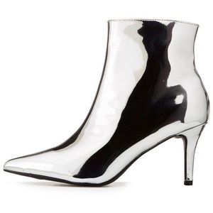Silver Pointed Toe Booties